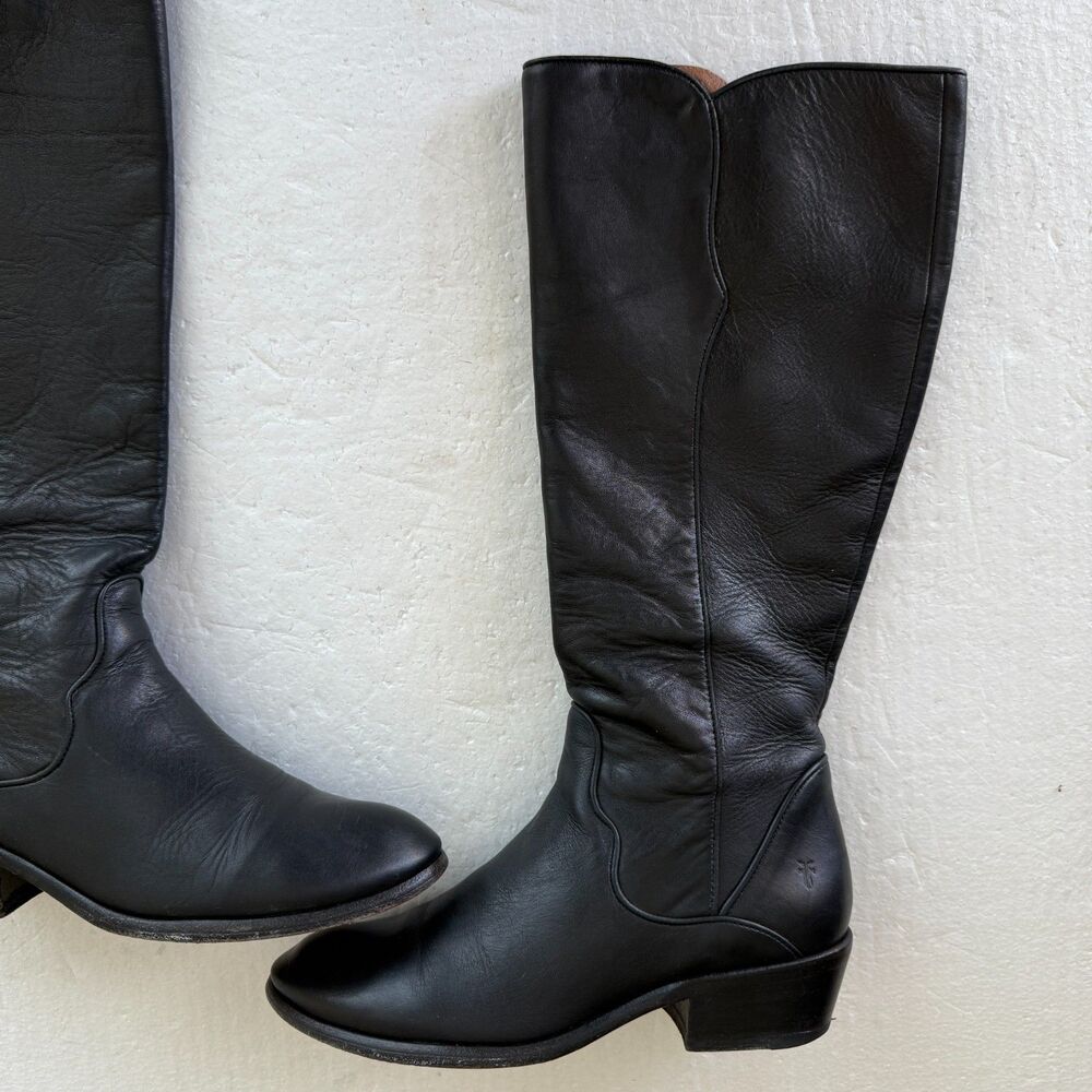 Size 8M - Frye Carson Piping Tall Black Leather  Women’s Boots - Picture 9 of 10